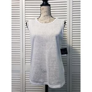 Ella Rafaella Sleeveless Top Women's Size Small White Sheer Gauzy Lace Trim Tank